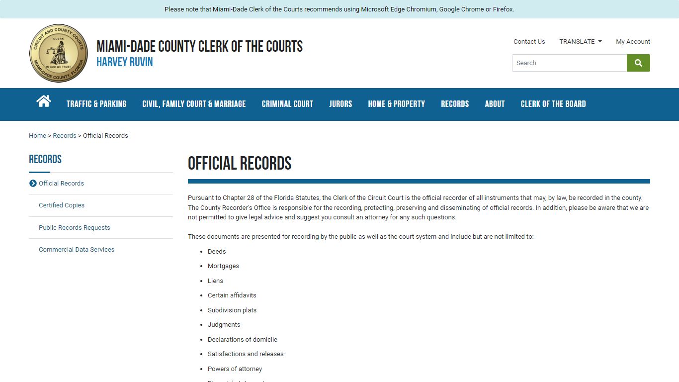 Official Records - Miami-Dade County